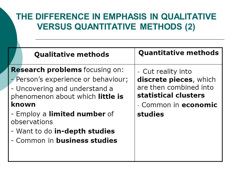 Qualitative Marketing Research versus Quantitiative Methods and Tools